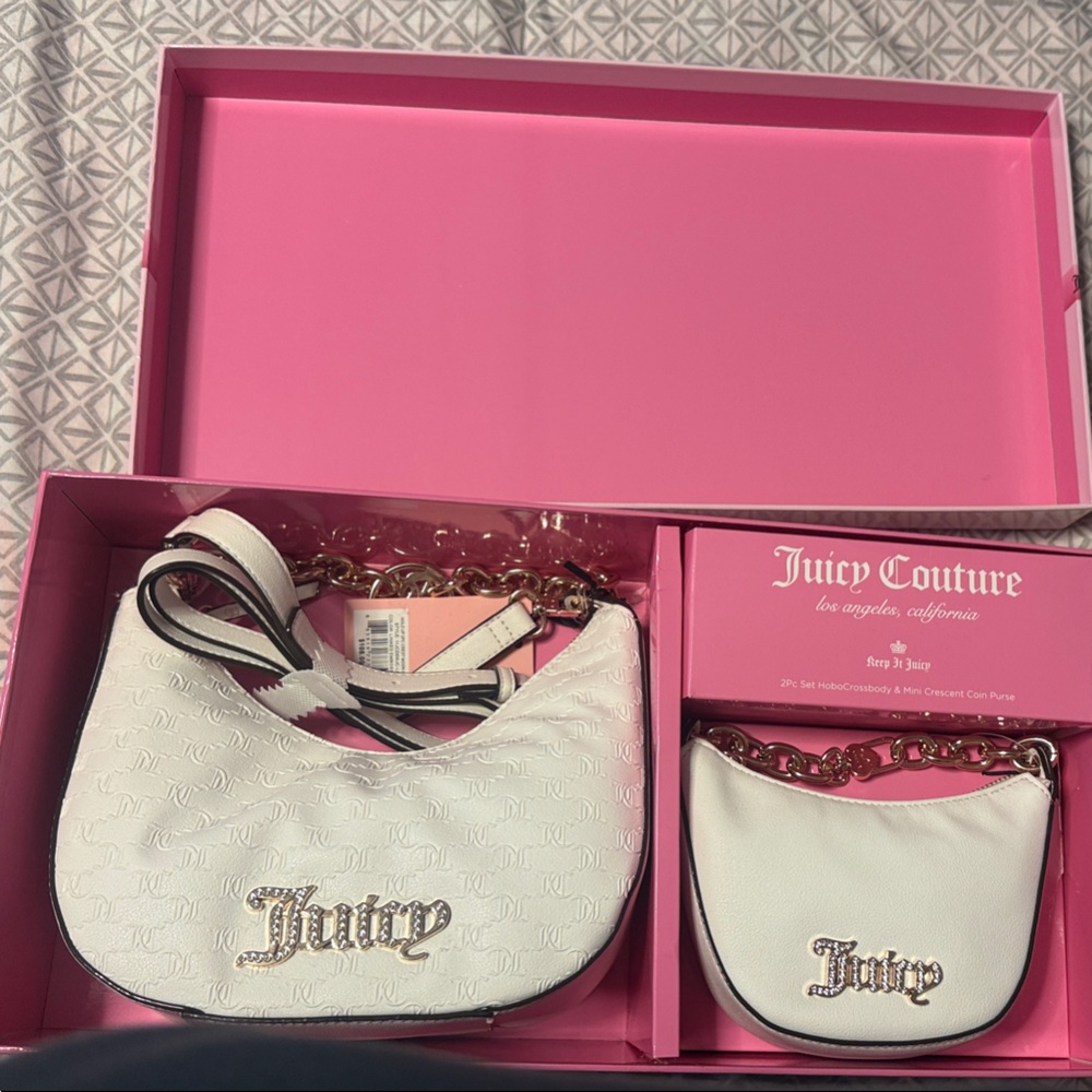 Juicy Couture White and Gold Handbag Duo